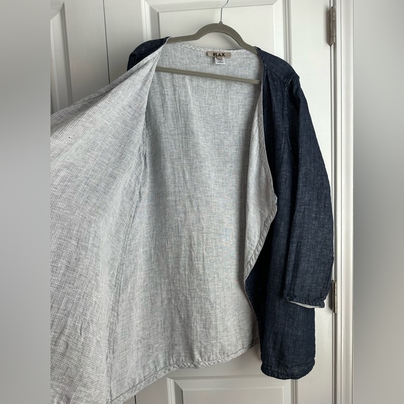 FLAX Women’s Linen Encore Reversible Jacket Navy Lava Size Medium - Picture 7 of 14